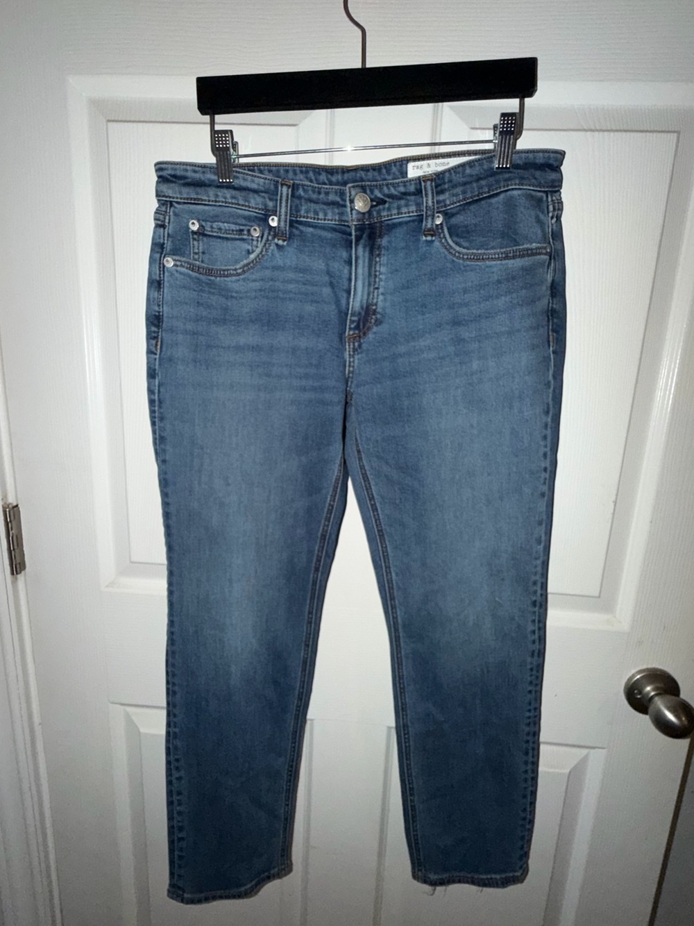 rag & bone womens Straight-Leg Mid Blue Jeans